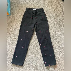 Black PacSun Straight Leg Jeans w/ Flowers